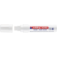 Edding 4090 Rotulador de Tiza Liquida, Punta Biselada, Trazo entre 4 y 15mm, Olor Neutro, Blanco