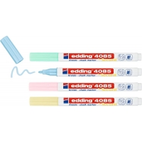 Edding 4085 Pastel Pack de 4 Rotuladores de Tiza Liquida, Trazo 1-3mm, Olor Neutro, Colores Azul, Verde, Amarillo