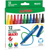 Alpino Pack de 12 Rotuladores Gruesos Maxi, Punta de 6mm