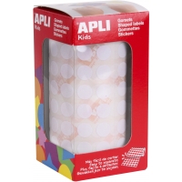 Apli Gomets Redondos Blancos con Adhesivo Permanente - Ø 10.5mm - 5192 Gomets por Rollo - Ideal para Desarrollar la Psicomotrici