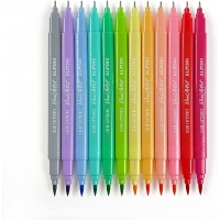 Alpino Color Experience Pack de 12 Rotuladores Pastel Doble Punta, Puntas Fine Liner de 0.7mm y Pincel de 2.9mm