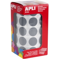 Apli Gomets Redondos Gris Ø 20mm - 59 Hojas Pretroqueladas - 1770 Gomets por Rollo - Desarrolla Habilidades y Capacidades - Cump