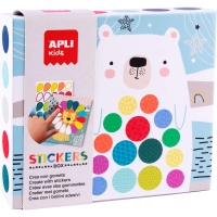 Apli Juego de Gomets Oso - 8 Laminas Ilustradas de 200G - 8 Hojas de Gomets Removibles Geometricos - Libro Guia con Ejemplos - A