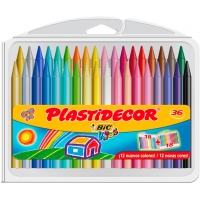 Bic Kids Plastidecor Caja de 36 Lapices de Cera, No Mancha