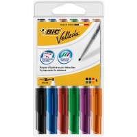 Bic Velleda 1741 Pack de 6 Rotuladores para Pizarra, Punta media, Trazo de 1.4mm, Borrado facil, Varios colores