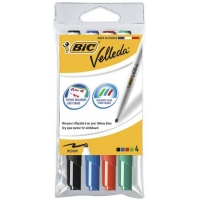 Bic Velleda 1741 Pack de 4 Rotuladores para Pizarra, Punta Media, Trazo de 1.4mm, Borrado facil, Varios colores