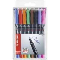 Stabilo OHPen Pack de 8 Rotuladores Permanentes, Punta Fina, Trazo de 0.7mm, Grip, Varios colo