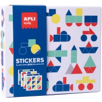 Apli Kids Juegos de Gomets Vehiculos - 200G Laminas Ilustradas - Gomets Removibles Geometricos - Alto Valor Didactico - Diseño E
