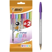PACK 8 Bic Cristal Fun, Punta 1.6mm, Trazo 0.42mm, Colores Surtidos