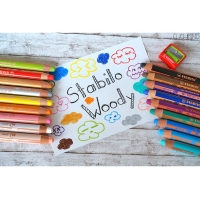 Stabilo Woddy 3 en 1 Pack de 18 Lapices de Colores + Sacapuntas + Pincel Nº 8, Lapiz de Color, Cera y Acuarela