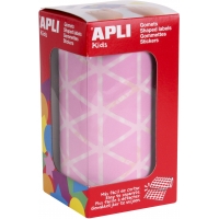 Apli Gomets Triangulares Rosa - Tamaño 20x20x20mm - Adhesivo Permanente - 2832 Gomets por Rollo - Ideal para Actividades Creativ