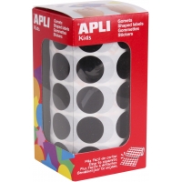 Apli Gomets Redondos Ø 20mm en Negro con Adhesivo Permanente - 59 Hojas Pretroqueladas - 1770 Gomets por Rollo - Desarrolla la P