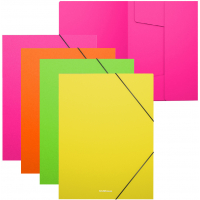 Erichkrause Pack de 4 Carpetas Solapas Matt Neon, A4, Colores Surtidos