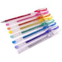 PACK 8 Uni-ball Signo Sparkling Gel, Punta de Acero Inoxidable 1 mm, Trazo 0.65 mm, Tinta Gel, Colores Surtidos, Efecto Purpuri