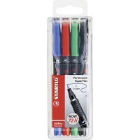 Stabilo OHPen Pack de 4 Rotuladores Permanentes, Punta Superfina, Trazo de 0.4mm, Grip, Varios