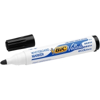 Bic Velleda 1701 ECOlutions Marcadores para Pizarra, Punta Redonda, Trazo de 1.5 mm, Tinta base alcohol, Borrado facil, Negro