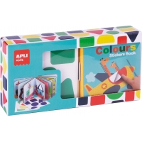 Apli Libro de Pegatinas Formas Geometricas - Tamaño 100x100x40mm - 10 Paginas de Carton Rigido 3mm - 4 Hojas de Gomets Removible