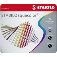 Stabilo Aquacolor Pack de 24 Lapices de Colores, Mina de 2.8mm, Acuarelable