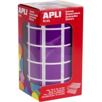Apli Gomets Cuadrados Lila - 20 x 20mm - 59 Hojas Pretroqueladas - 1770 Gomets por Rollo - Ideal para Escuelas y Talleres Infant