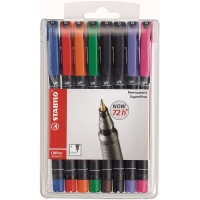 Stabilo OHPen Pack de 8 Rotuladores Permanentes, Punta Superfina, Trazo de 0.4mm, Grip, Varios