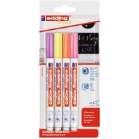 Edding 4085 Neon Pack de 4 Rotuladores de Tiza Liquida, Trazo 1-3mm, Olor Neutro, Colores Frambuesa, Amarillo, Na