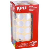 Apli Gomets Redondos Plata Metalizado Ø 15mm - 59 Hojas Pretroqueladas - 2832 Gomets por Rollo - Desarrolla Psicomotricidad Fina