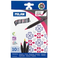 Milan Pack de 10 Rotuladores con Punta de Pincel, Trazo de 0.5 a 4mm