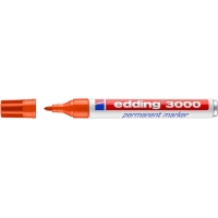 Edding 3000 Rotulador Permanente, Punta Redonda de 1.5mm, Trazo entre 1.5 y 3mm, Seca rápido, Naranja