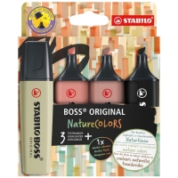 Stabilo Boss Naturecolors Pack de 4 Marcadores, Trazo 2-5mm, Colores Negro, Ocre Oscuro, Siena y Verde Barro