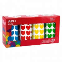 Apli Kids Pack de 4 Rollos de Gomets Corazon - 7.080 Gomets en Total - Adhesivo Base Agua - Libre de Disolventes - Materiales 10