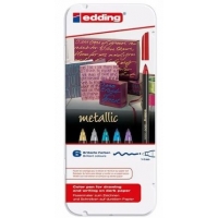 Edding 1200 Metallic Pack de 6 Rotuladores, Trazo 1mm, Colores Oro, Plata, Rojo, Azul, Violeta y Verde Metaliza