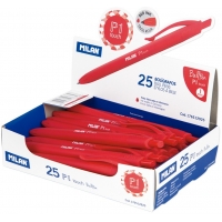 Milan P1 Touch Boligrafo Retractil, Punta 1mm, Tinta de Aceite, Rojo