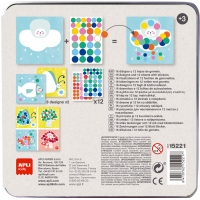 Apli Juegos de Gomets Luna - Incluye 16 Laminas y 12 Hojas de Gomets Removibles - Alto Valor Didactico - Caja Metalica con Diseñ