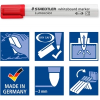 Pack de 10 Marcadores Staedtler Lumocolor 351 para Pizarra Blanca, Punta 2mm