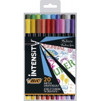 Bic Intensity Fine Pack de 20 Rotuladores, Punta Fina de 0.8mm, Trazo de 0.4mm