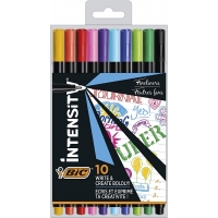 Bic Intensity Fine Pack de 10 Rotuladores, Punta Fina de 0.8mm, Trazo de 0.4mm