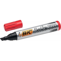 Bic Marking 2300 Ecolutions Rotulador Permanente, Punta Biselada, Trazo 3,7, 5,5mm, Tinta base alcohol, Seca rápido, Rojo