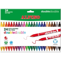 Alpino Pack de 24 Rotuladores de Doble Punta, Caja 20+4, Pinta Grueso o Fino con un Mismo Rotulador