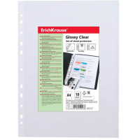 Erichkrause Pack de 10 Fundas Protectoras Glossy Clear, Grosor 100cm, A4, Transparente, Color Transparente
