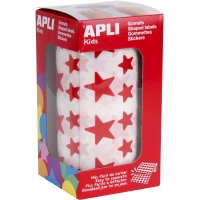 Apli Gomets Estrella Rojos - 12.5mm y 19.5mm - Adhesivo Permanente - 59 Hojas - 2360 Gomets por Rollo - Ideal para Desarrollar H