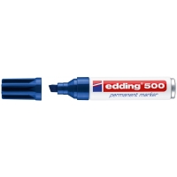 Edding 500 Rotulador Permanente, Punta Biselada, Trazo entre 2 y 7 mm, Secado Instantaneo, Azul
