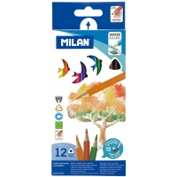 Milan Pack de 12 Lapices Triangulares de Colores Acuarelables + Pincel, Mina 2.9mm