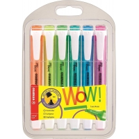 Stabilo Swing Cool Pack de 6 Marcadores Fluorescentes, Punta Biselada, Trazo 1-4mm, Antisecado, Colores Surtidos