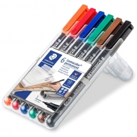 Pack de 6 Rotuladores Staedtler Lumocolor 318 Permanentes, Punta Fina Redonda, Trazo 0.6mm