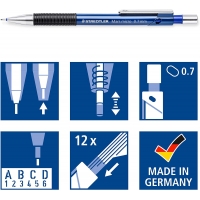 Staedtler Mars Micro - Pack Portaminas 0.7mm + 1 Tubo de 12 Minas, Minas HB