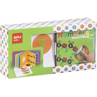 Apli Libro de Pegatinas Educativo Numeros - Tamaño 100x100x40 - 10 Paginas de Carton Rigido 3mm - 5 Hojas de Gomets Removibles -