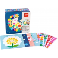 Apli Juegos de Gomets Luna - Incluye 16 Laminas y 12 Hojas de Gomets Removibles - Alto Valor Didactico - Caja Metalica con Diseñ