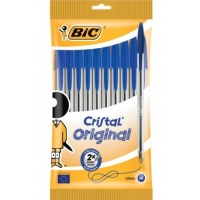 PACK 10 Bic Cristal Original, Punta 1.0mm, Trazo 0.4mm, Azul