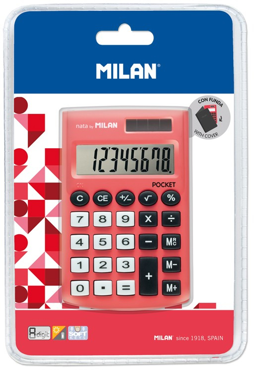 Milan Pocket Calculadora 8 Digitos, Bolsillo, Rojo