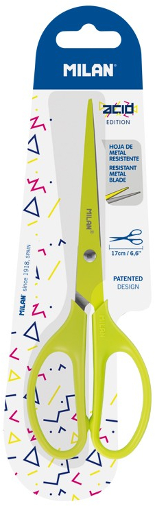 Milan Tijeras Oficina Acid de 17cm. Amarilla